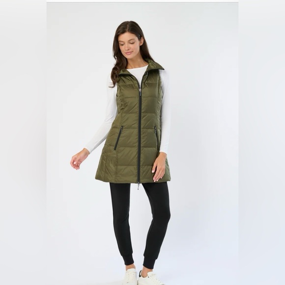 My Anorak Feather Duck Down Metallic Puffer Vest Large.  Moss Green. - Picture 2 of 2